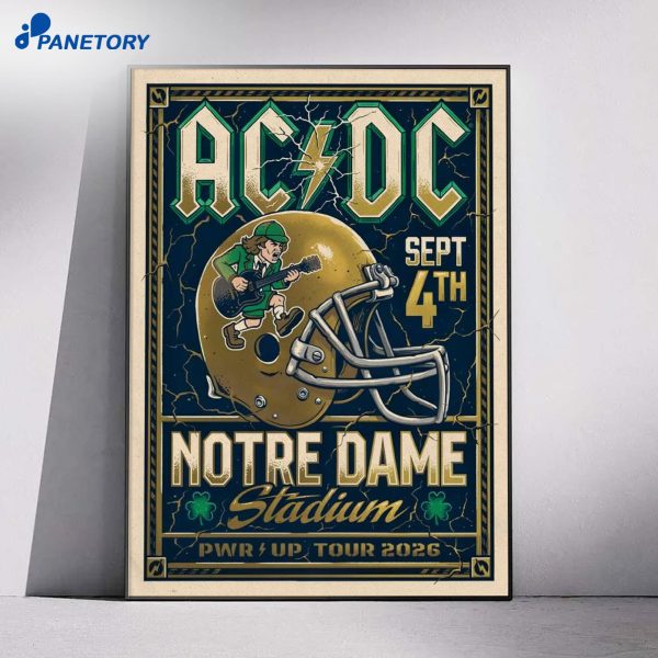Acdc Notre Dame Stadium Aug 4 2026 Poster