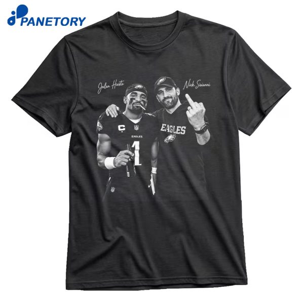 Jalen Hurts And Nick Sirianni Middle Finger Smoking T-Shirt