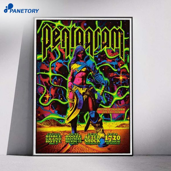 Pentagram Arizona And California Late Fall Tour 2026 Poster