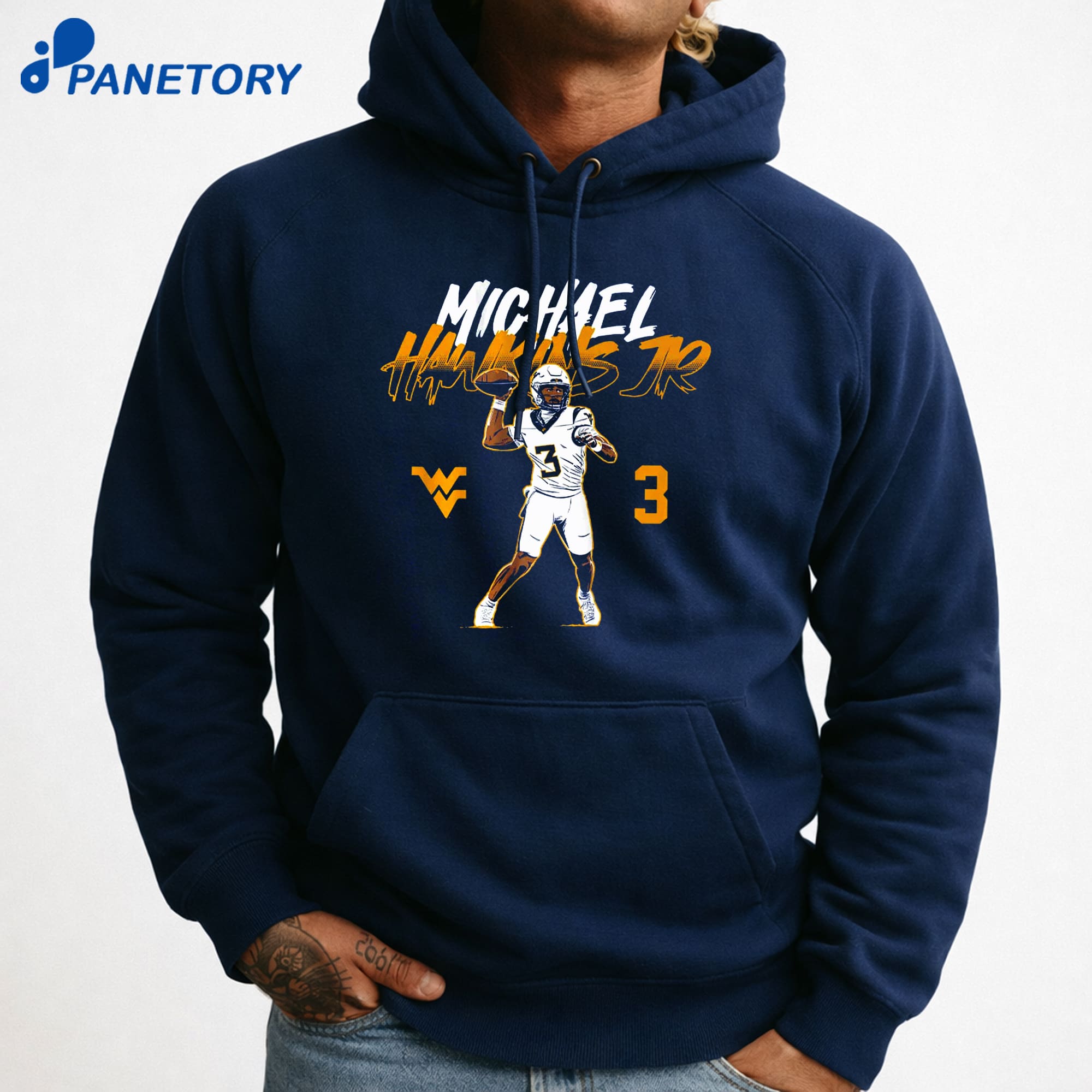 West Virginia Football Michael Hawkins Jr. Name Number Pose T-Shirt 9 West Virginia Football Michael Hawkins Jr. Name Number Pose T-Shirt 3