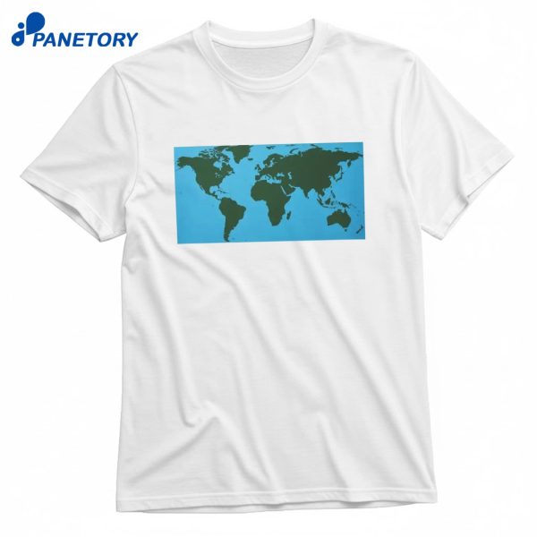 World Map Continents Green And Blue Ocean T-Shirt