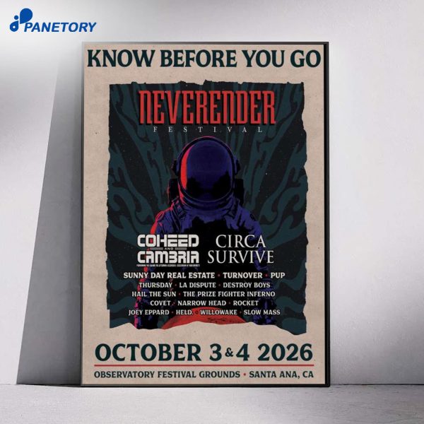Coheed And Cambria Observatory Festival Grounds Event 2026 Poster