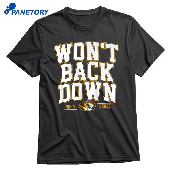 Missouri Football Won'T Back Down T-Shirt