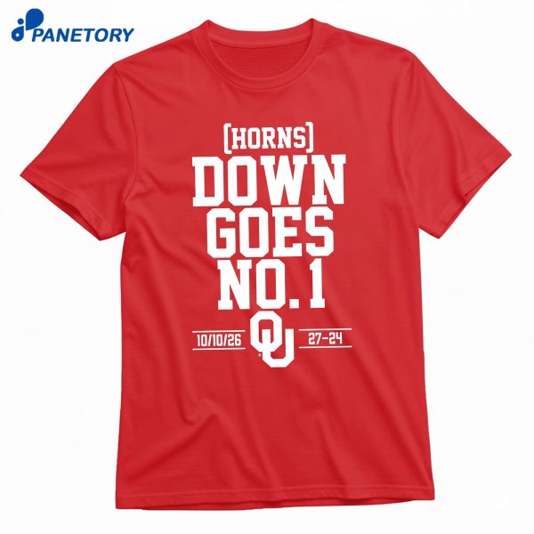 Oklahoma Football Down Goes No. 1 T-Shirt