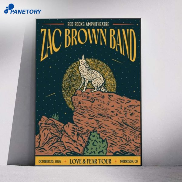 Zac Brown Band Live Concert Morrison Co Red Rocks Oct 20 2026 Poster